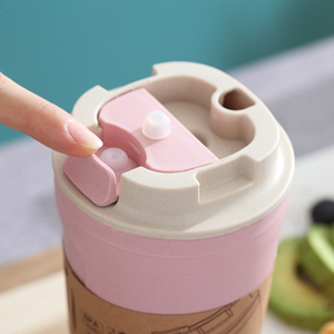 Taza de café de viaje de plástico de fibra de bambú respetuosa con el medio ambiente reutilizable al por mayor con pajita - Product Image 6