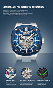 Top luxe CURREN 8485 montre mécanique étanche pour hommes 41mm cadran diamètre lumineux multifonctionnel montre-bracelet pour l'extérieur - Product Image 5