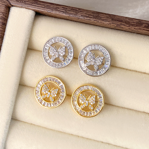 Brass Gold Plated Variety Design <b>Stud</b> Earrings Bulk Mixed Style Cubic Zirconia Gold Earrings for Women Jewelry - Product Image 4