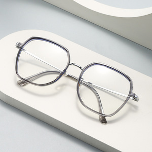 Yc20054 C1 Montures de lunettes rectangulaires pour femmes, monture complète en plastique et métal, protection anti-lumière bleue, verres plats, Taizhou - Product Image 1