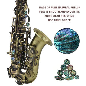 Eb <span class=keywords><strong>Soprano</strong></span> Saxophone Professionnel Bronze Bend Abalone Shell Key Carve Pattern Sax Instrument À Vent De Haute Qualité - Product Image 4