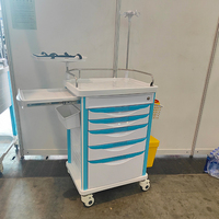 Chariot médical ABS d'urgence avec verrouillage centralisé et tiroirs pour usage en hôpital et en soins intensifs