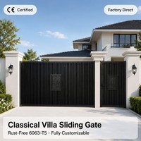 Puerta Corredera de Aluminio con Recubrimiento en Polvo Antióxido para Seguridad en Jardines y Patios de Villas