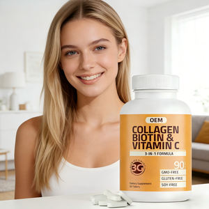 Comprimés de collagène en peptides <span class=keywords><strong>3000</strong></span> <span class=keywords><strong>mg</strong></span> avec biotine et vitamine C, antioxydants, marque privée OEM, favorisent la santé des cheveux, de la peau et des ongles - Product Image 2