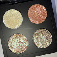 Palette de fards à paupières longue durée, végane, 4 couleurs, logo du client, poudre pressée, paillettes, fard à paupières à label privé, duochrome
