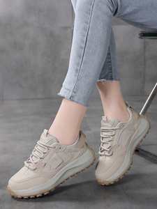 Women's Low-<b>Top</b> <b>Khaki</b> Chunky Sneakers Breathable Mesh Comfortable Slip-Resistant Casual Sports Footwear - Product Image 5