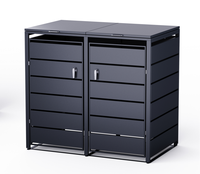 Poubelle à roulettes rectangulaire moderne de luxe pour extérieur, en acier robuste, imprimée, à assembler soi-même, avec ressorts à gaz à fermeture douce