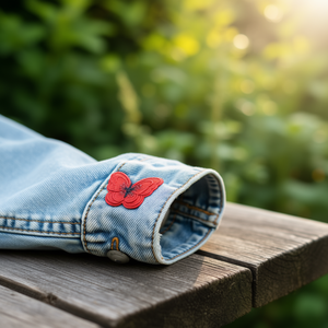 Applicazione a farfalla Ilan 5x4cm rossa termoadesiva per decorazione di abbigliamento - Product Image 3