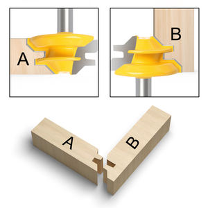 3 pièces 6mm/1/4 "/8mm tige <span class=keywords><strong>languette</strong></span> et joint de <span class=keywords><strong>rainure</strong></span> mèche de toupie avec verrouillage à 45 degrés mèche de toupie pour <span class=keywords><strong>fraise</strong></span> à bois - Product Image 4