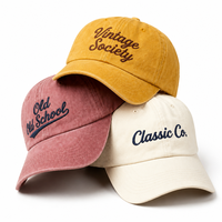 Casquette de baseball classique vintage délavée en coton doux avec broderie rétro, design non structuré, idéale pour le camping et le shopping