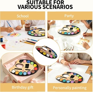 Set de Pintura de Acuarela de 12 Colores, Paleta Mini Portátil, No Tóxica, Kit de Pintura Artística para Niños con Pincel - Product Image 4