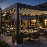 Pergola bioclimatique imperméable électrique en aluminium avec toit à lames orientables, pergola en aluminium pour jardin extérieur, gazebo pour patio, protection solaire