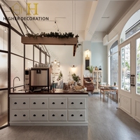 Comptoir de boulangerie en bois massif pour l'aménagement intérieur de boulangeries de luxe, présentoir de comptoir à café recyclable