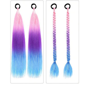 Perruque queue de cheval dégradée sur mesure avec style tressé, cheveux en fibre haute température pour usage général - Product Image 1