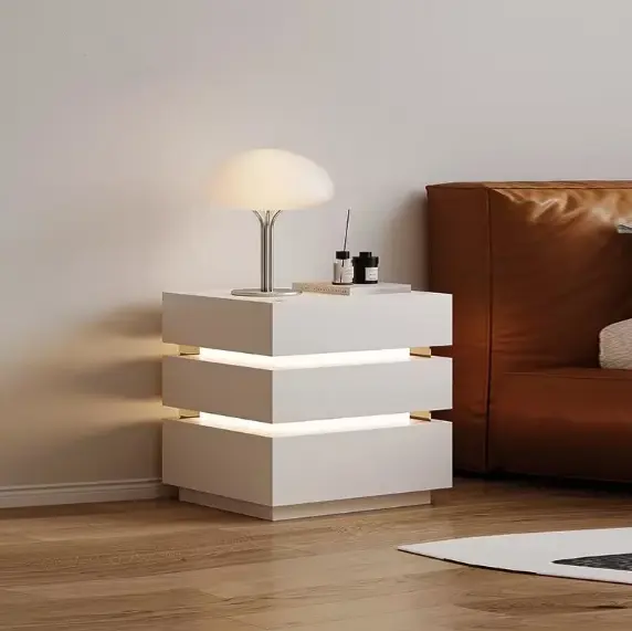 Hängende intelligente multifunktion ale Steinplatte Massivholz kabelloses Laden neuer Schlafzimmer Nachttisch