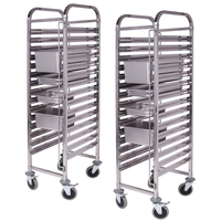Chariot à plateaux GN avec roulettes, résistant à l'eau, pour hôtels et restaurants, en acier inoxydable poli miroir, chariot mobile pour plateaux de cuisson 1