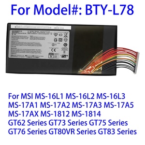 BTY-L78 de batterie d'ordinateur portable de qualité OEM pour <span class=keywords><strong>MSI</strong></span> GT62 GT73 GT75 <span class=keywords><strong>GT76</strong></span> GT80VR GT83 série 14.4V 5225mAh 75.24WH - Product Image 2