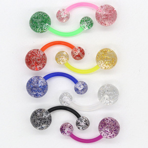 Acrylique boule en <span class=keywords><strong>plastique</strong></span> <span class=keywords><strong>nombril</strong></span> anneaux couleur bonbon brillant anneau incurvé pour les femmes <span class=keywords><strong>nombril</strong></span> <span class=keywords><strong>Piercing</strong></span> bijoux personnalité à la mode chaud - Product Image 3