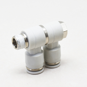 Raccord pneumatique rotatif à trois voies, coude mâle universel <span class=keywords><strong>double</strong></span>, série PHW, <span class=keywords><strong>type</strong></span> F plaqué, 4 6 8 10 12 mm - Product Image 1