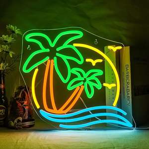 Letrero de neón personalizado en forma de palmera, luz de noche de neón, letreros de neón verdes novedosos para boda, cumpleaños, pared colgante, letrero de luz de neón - Product Image 1