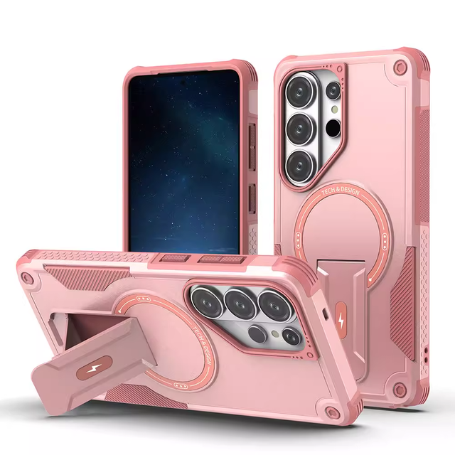 Magnetic Kickstand Shockproof Phone Case for Samsung Galaxy S26 Ultra Rugged Hard PC Soft TPU Anti-drop Protective Mobile Case