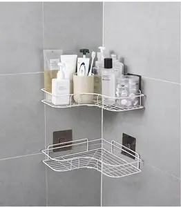 Étagère triangulaire sans poinçon salle de bain cuisine étagère de rangement en fer forgé panier de rangement toilette mural