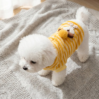 Nouvelle arrivée automne-hiver : Manteau polaire à capuche rayé pour chien, motif dessin animé, idéal pour les promenades, vêtements chauds pour chats et chiens