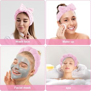 Bandeaux élastiques antidérapants en tissu avec nœud, personnalisables avec logo, pour maquillage, soins de la peau et lavage du visage, en forme d'éponge rose unisexe - Product Image 3