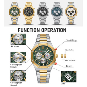 Montre à quartz de luxe Curren 8440, boîtier en acier inoxydable, bracelet en cuir, chronographe, étanche, best-seller pour hommes - Product Image 6