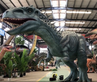 Dinosaure robotique animatronique pour projet de parc à thème, avec simulation sonore et mouvements réalistes