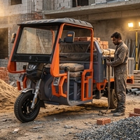Trike cargo électrique 1800W Boîte de chargement ouverte sur 3 côtés 1200kg de charge Moto robuste à 3 roues pour chantier de