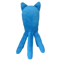 Pieuvre en peluche bleue à six pattes jouet de décoration intérieure avec bouton et sécurité des yeux en polyester animal en peluche de calmar mignon à coudre usine OEM