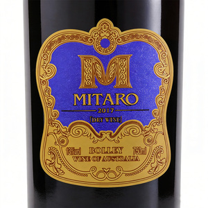 Bottle Label Printing Custom <b>Logo</b> Embossed Adhesive <b>Sticker</b> Roll Wine <b>Sticker</b> Texture Lustrous Gold Foil Stamping Glossy <b>Sticker</b> - Product Image 3