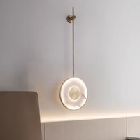 Lámpara Colgante de Mármol de Diseño Moderno y Lujoso, Lámpara de Pared de Latón para Sala de Estar, Dormitorio, Hotel