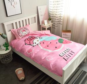 100% cotone ecologico <span class=keywords><strong>singolo</strong></span> 2 pezzi carino versione grande set biancheria da letto stampa fragola set copripiumino per ragazza - Product Image 2