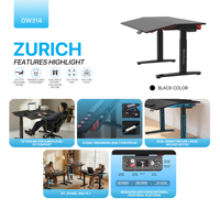 Bureau électrique inclinable et réglable en hauteur Fantech DW314 140x78cm, double moteur, commande intelligente, ergonomique, noir, métal, pour bureau