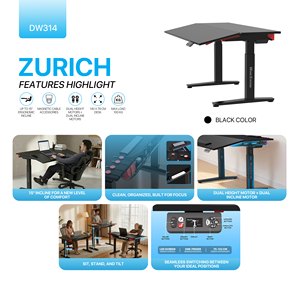 Bureau électrique inclinable et réglable en hauteur Fantech DW314 140x78cm, double moteur, commande intelligente, ergonomique, noir - Product Image 6