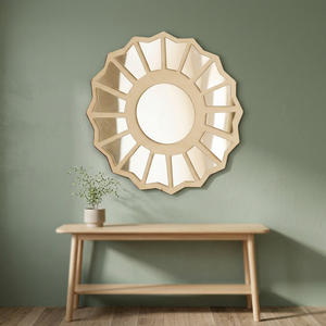 Modern Bohemian Farmhouse Eco-friendly Makeup <b>Mirror</b> Model MS10080 Wholesale Wooden <b>Wall</b> <b>Hanging</b> Home Decoration Living Room - Product Image 3