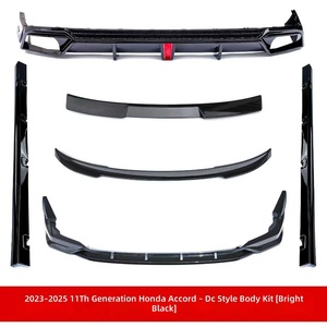 ชุดแต่งรอบคัน Honda Accord <span class=keywords><strong>รุ่น</strong></span>ที่ 11 ปี 2023-2025 สไตล์ DC (วัสดุ PP) - ลิ้นหน้า, สเกิร์ตข้าง, ดิฟฟิวเซอร์หลัง และสปอยเลอร์ - สีดำเงา - Product Image 1