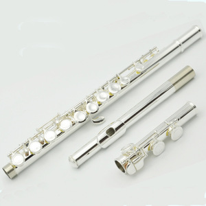 <span class=keywords><strong>Flauta</strong></span> chapada en plata con orificio cerrado de 16 agujeros con llave E de C Rendimiento profesional para adultos - Product Image 3