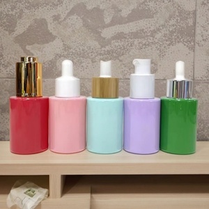 Flacons compte-gouttes en verre pour cosmétiques, huiles essentielles et sérums de luxe, 20ml-60ml, noir mat, rose, vert, boîte personnalisée couleur - Product Image 1