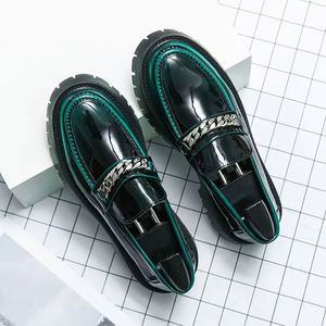 Mens Premium Gradient Synthetic Leather Platform Loafers Fashion <b>Slip</b> on Dress Shoes With Metal Accent Non-<b>Slip</b> Sole for Men - Product Image 3