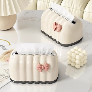 Boîte à mouchoirs <span class=keywords><strong>en</strong></span> <span class=keywords><strong>plastique</strong></span> avec nœud papillon, nouveau style, logo personnalisé, écologique, imperméable, design nordique moderne pour la maison et la restauration - Product Image 1