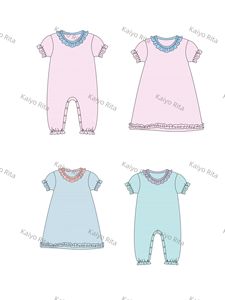 モノグラムベビーカラークリスマスボディスーツワンピースジャンプスーツキッズガール長袖ワンシーロンパース - Product Image 6