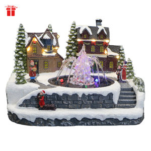 Aldea Navideña de Fabricación Directa con Escena de Fuente y Luz Led, Fuente de Mesa de Resina, Adornos de Navidad - Product Image 1