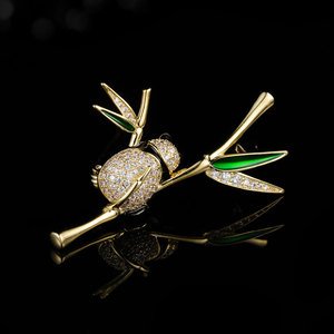 Muyu Panda Brooch Zinc Alloy Micro Insert Animal Shape Women's Fashion Pin Gift - Product Image 2