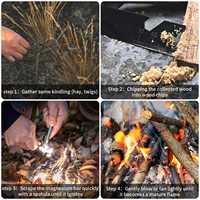 Allume-feu en ferrocerium, alliage métallique avec outil multifonction, grattoir, règle, ouvre-boîte pour le camping, la randonnée, le kit de survie d'urgence