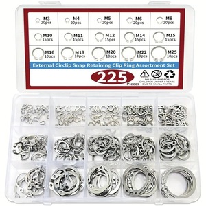 Kit de bagues de retenue externes en forme de C, M3 M25, en acier inoxydable 304, 225 pièces pour le tri des arbres - Product Image 1