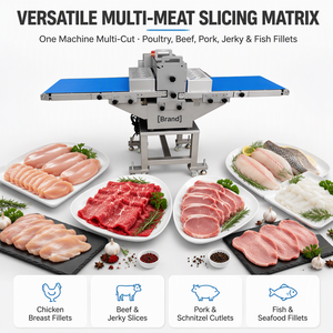 Macchina Commerciale per Affettare Carne Cotta con Nastro Trasportatore, Affettatrice per Biltong, Bacon e Salsicce - Product Image 6