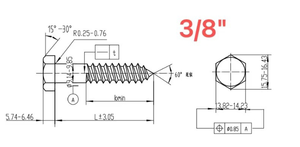 LeGood LeGood carbon steel zinc plated Hex head lag <b>screws</b> <b>3</b>/8in thread 3in long ASME B18.2.1 - Product Image 2